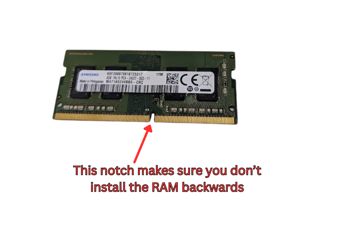 A picture of RAM pointing out the safety features